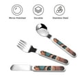 thumbnail image 3 of Salouo Flower Crown Cat Pattern 3 Pieces Toddler Utensils, Kids Silverware Set Stainless Steel Utensils for Kids Children Safe Spoons Forks & Knife Dishwasher Safe, 3 of 8
