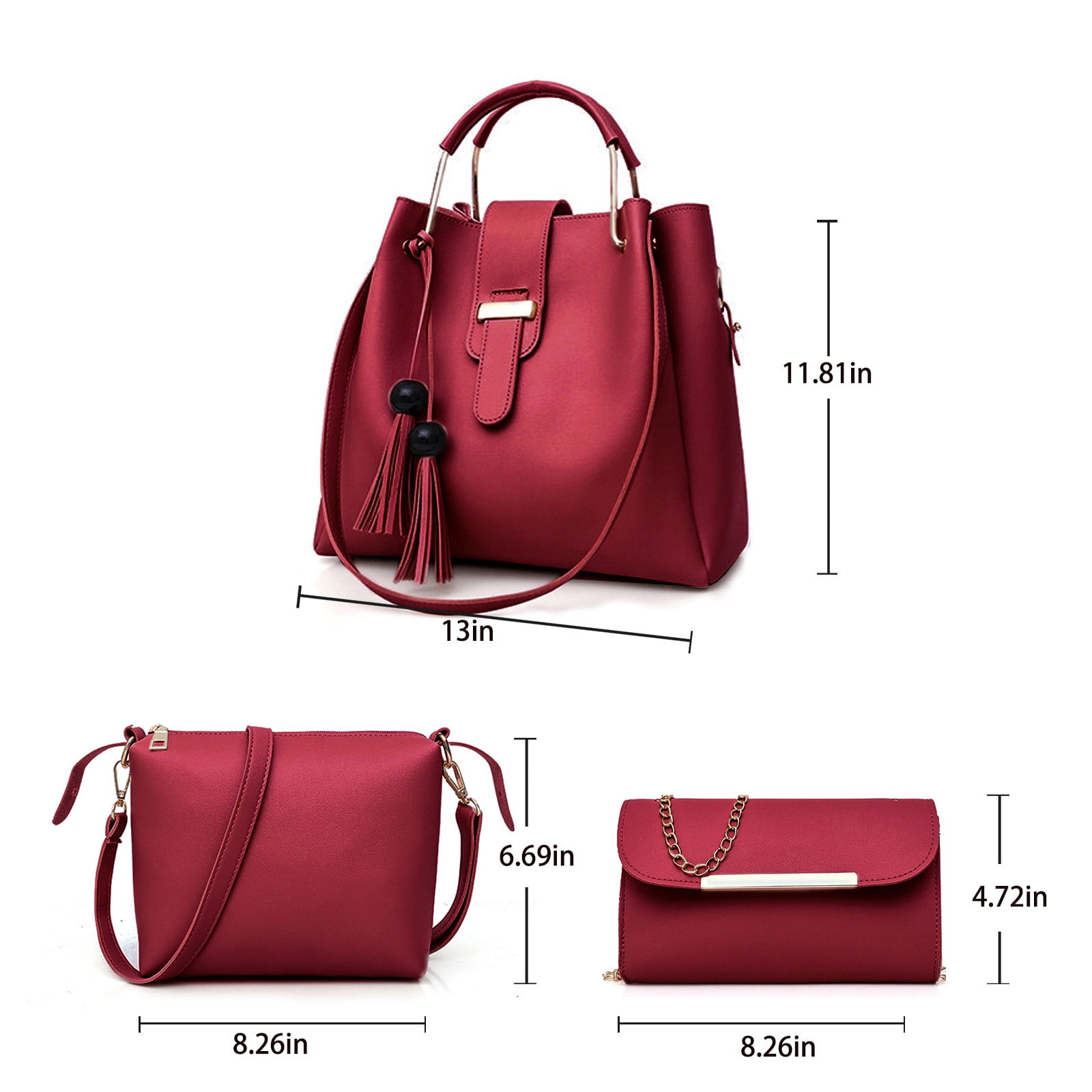 Black of Friday Deals Usloyux Women s Chest Bag Up To 50 Off Women S Shoulder Bags Handbags Fringe Bags 3 Piece Wallets Red