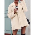 thumbnail image 3 of Abrigo de piel sintética para mujer Chaqueta de lana cálida Manga larga Cuello de solapa con mu Abanopi Abrigo de invierno, 3 of 7