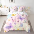thumbnail image 3 of Manfei Dreamy Purple Butterfly 7-Piece Twin Bedding Sets for Kids, Cartoon Moth Lover Bedding Comforter Set, Fairy Tale Reversible Sheet Sets, Breathable Home Decor, 3 of 8