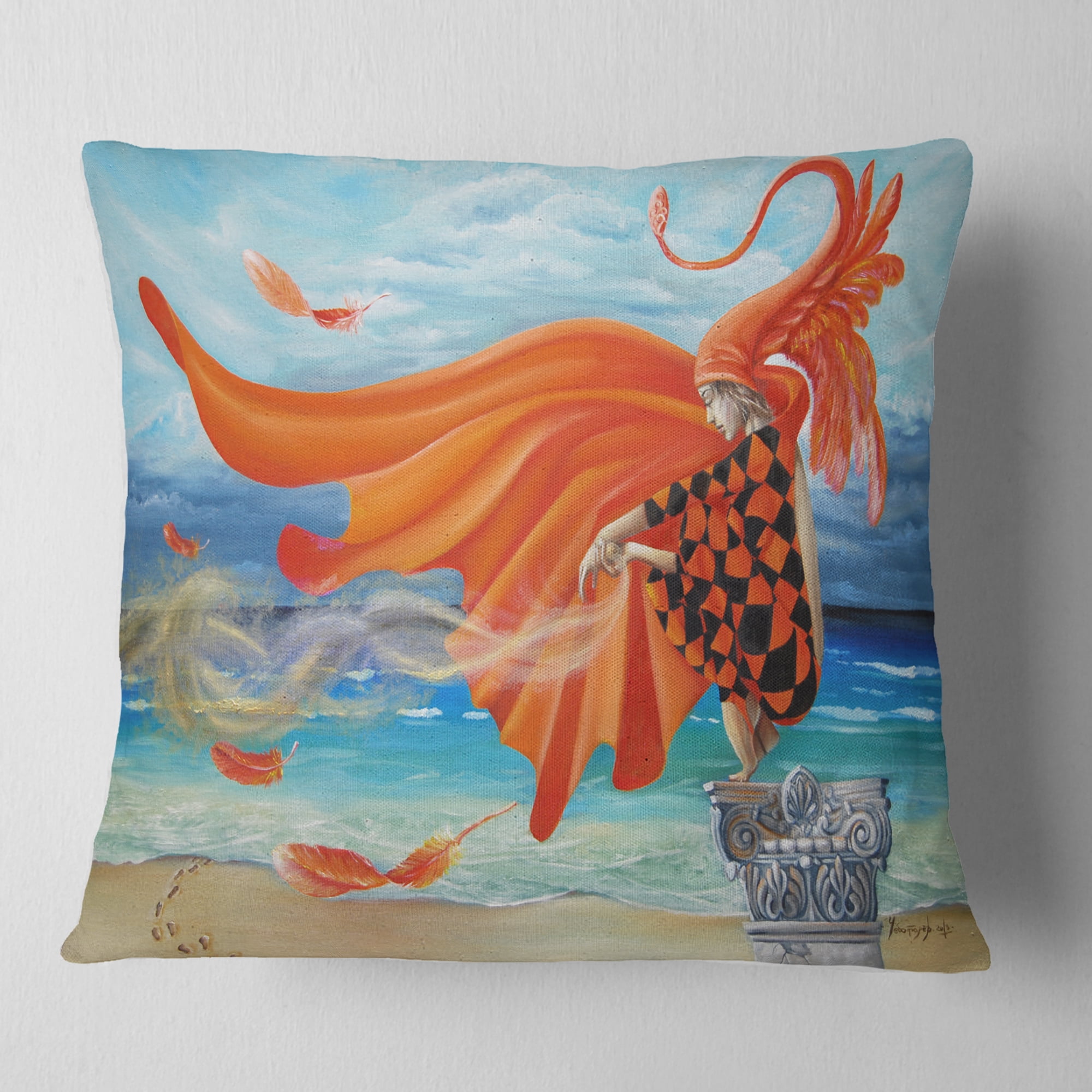 Designart Wind Blows All - Abstract Throw Pillow - 18x18