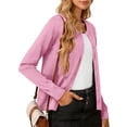 thumbnail image 6 of qucoqpe Women's Lightweight Button Down Cardigan Long Sleeve Casual Crew Neck Soft Knit Cardigan Sweater Tops for Women, 6 of 6