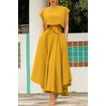 thumbnail image 3 of sicmoss Women's Yellow High Waisted Bohemian Maxi Skirt, Side Slit Flowy with Pockets, 3 of 8
