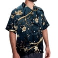 thumbnail image 2 of Tree Men's Short Sleeve Printed Poplin Beach Shirts with Spread Collar - Casual Button Down Summer Tops for Unisex, 2 of 6