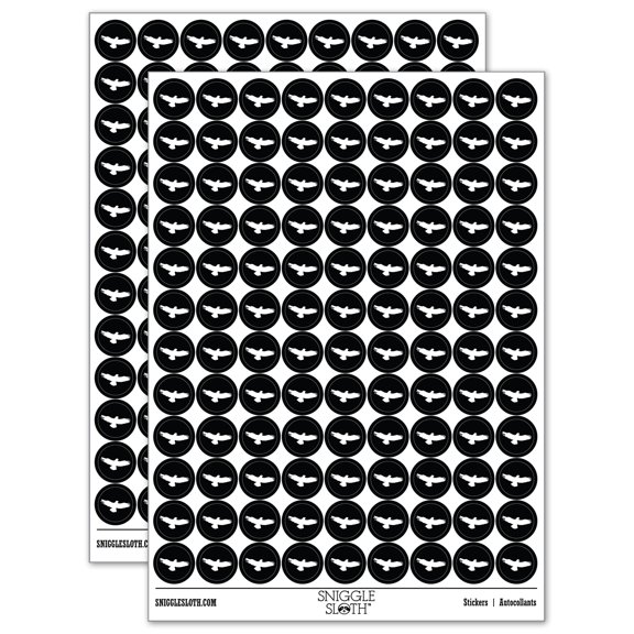 Flying Eagle Solid 200  Round Stickers - Black - Gloss Finish - 0.50" Size