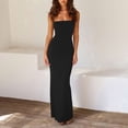 thumbnail image 5 of Women's Square Neck Spaghetti Strap Maxi Dress Backless Cutout Bodycon Long Dress for Party Graduation Evening, 5 of 6