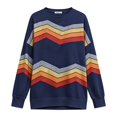 thumbnail image 4 of Women's Sweatshirt Fall Outfits for Women Cute Tops Loose Fit Casual Tops for Women Striped Pullover Crew Neck Baggy Shirts Casual Shirts for Women Workout Tops for Women,Blue,L, 4 of 4
