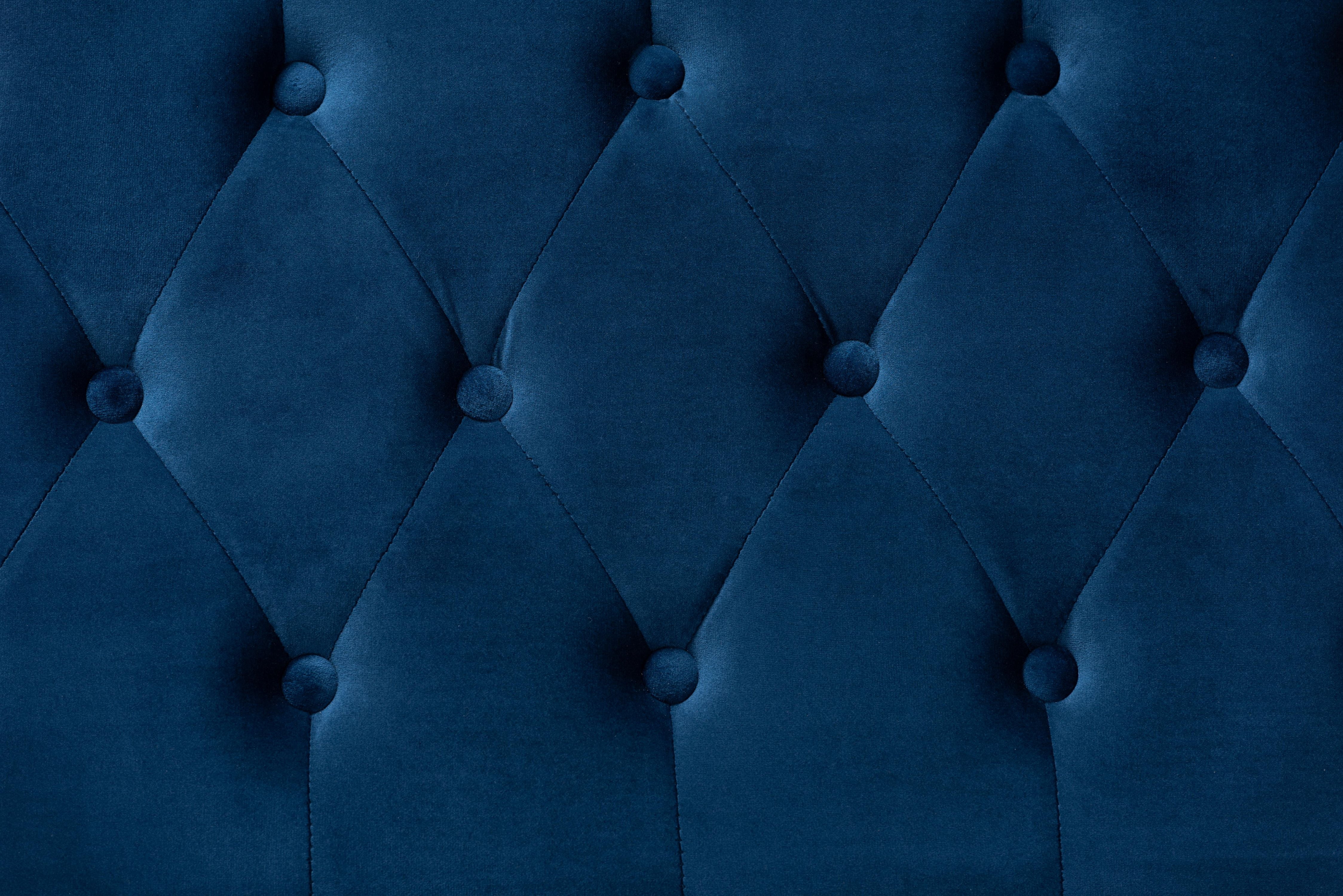 Baxton Studio Valere Glam and Luxe Navy Blue Velvet Fabric Upholstered Gold Finished Button Tufted Storage Ottoman
