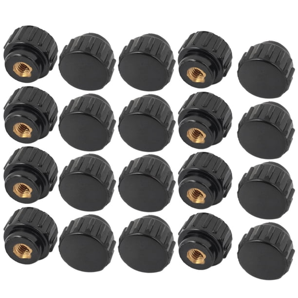 Botón estriado de metal de sujeción de 15 mm de diámetro M4 negro reemplazo 20 piezas