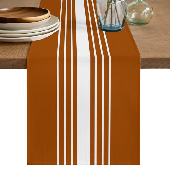 Table Runner 70 Inch Long - Burnt Orange Stripe Decorative Table Scarf, Modern Minimalist Style Dining Table Runners for Wedding Party Kitchen Dining Tables