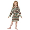 thumbnail image 6 of FORMRS Niños Bathrobe Unisex Hooded Robe Soft Plush Pajamas Sleepwear, Size 2-3T, Tribal Art, 6 of 7
