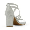 thumbnail image 3 of BURUDANI Women's Ankle Strap Dress Pump Low Chunky Heel Sandals MADISON SILVER/GLITTER Size 9, 3 of 3