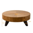 thumbnail image 6 of Hassch Round Coffee Table, Mid Century Modern Wood Cocktail Table for Living Room Home Office Small Space, 35.4" Low Center Table, Natural, 6 of 7
