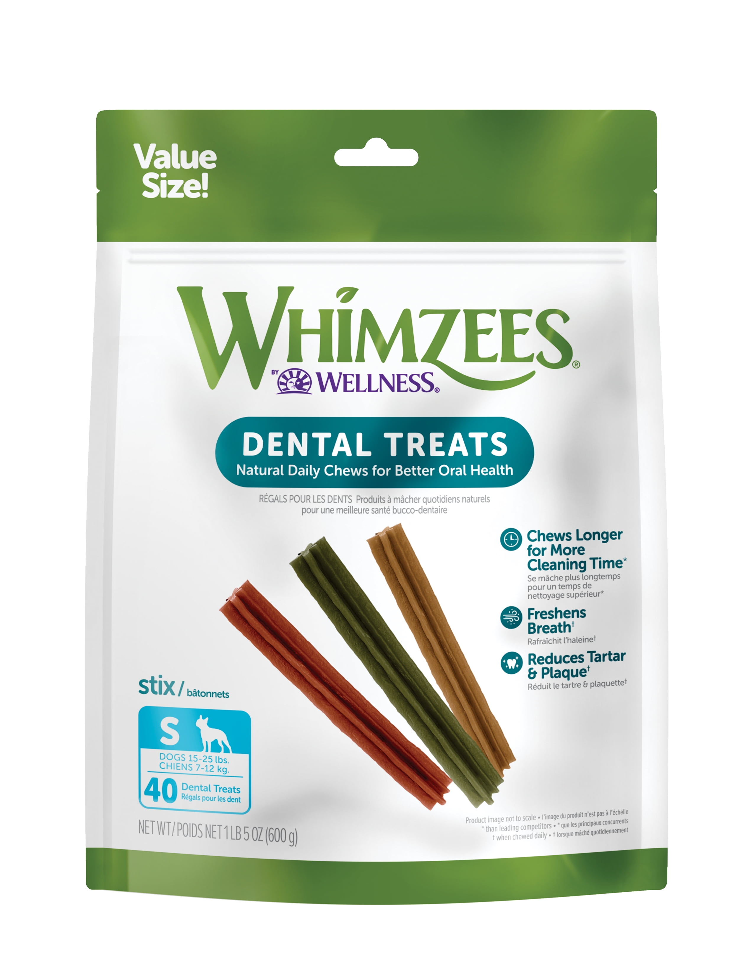 WHIMZEES Value Bag Stix Dental Chews, Small, Pack of 40