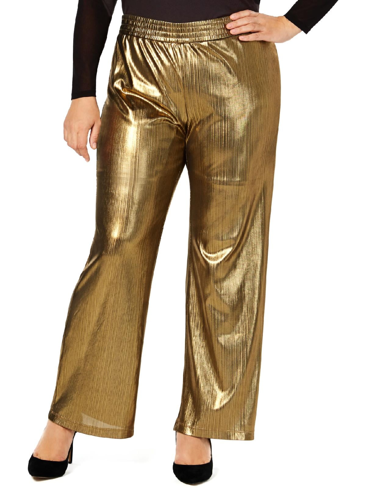 gold plus size pants