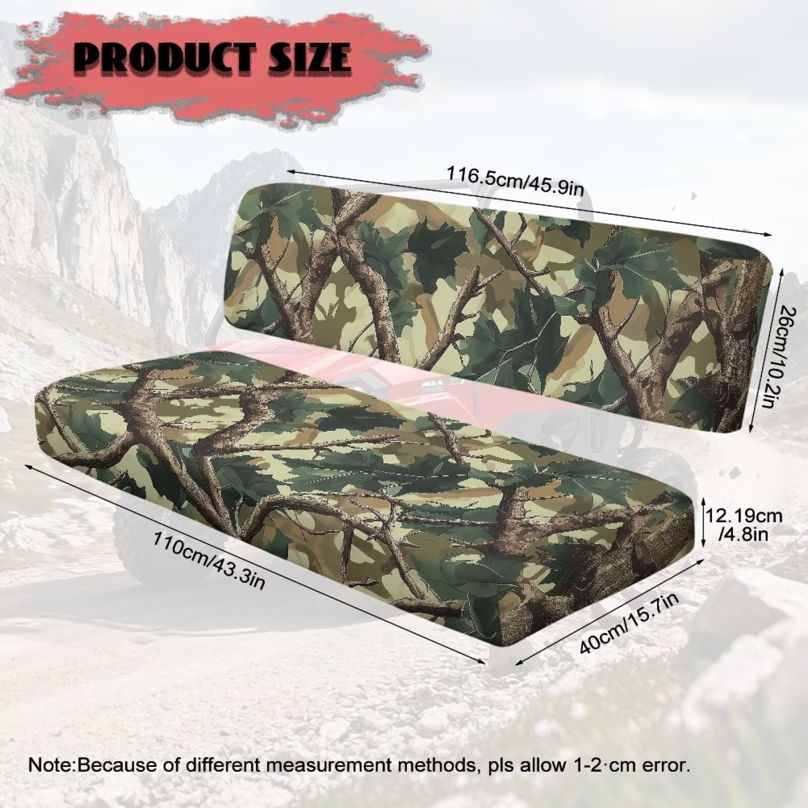 Uorisanigo UTV Seat Covers Set Scratch-Proof Polyester Material, Green Hunting Camo Forest Mule Bench Seat Cover Fits for Kawasaki Mule 4010 4x4 2009-2025, UTV Accessories for All Seasons