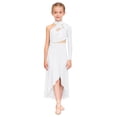 thumbnail image 3 of TTAO Teen Girls Ballet High-Low Skirt Latin Jazz Contemporary Dance Dress Dancing Gymnastics Skirted Leotard Ivory 8, 3 of 6
