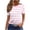 Pink, variant on Womens Tops Short Sleeve Print Summer Slim Casual T-Shirt Round Neck Top Red M