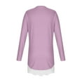 thumbnail image 6 of AINIYS Girls' Solid Color Loose Lace Hem Long Sleeve Crew Neck Top Round Neck Casual Sweatshirt with Lace Hem Solid Color Sweatshirt Autumn Long Sleeve Sweatshirt Purple 14-15Years, 6 of 7