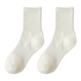 thumbnail image 2 of Eoperou 1 Pair Autumn Winter Unisex Socks Middle Tube Solid Color Moisture Absorption Stretchy Men Women Knitted Socks for Daily Wear, 2 of 8