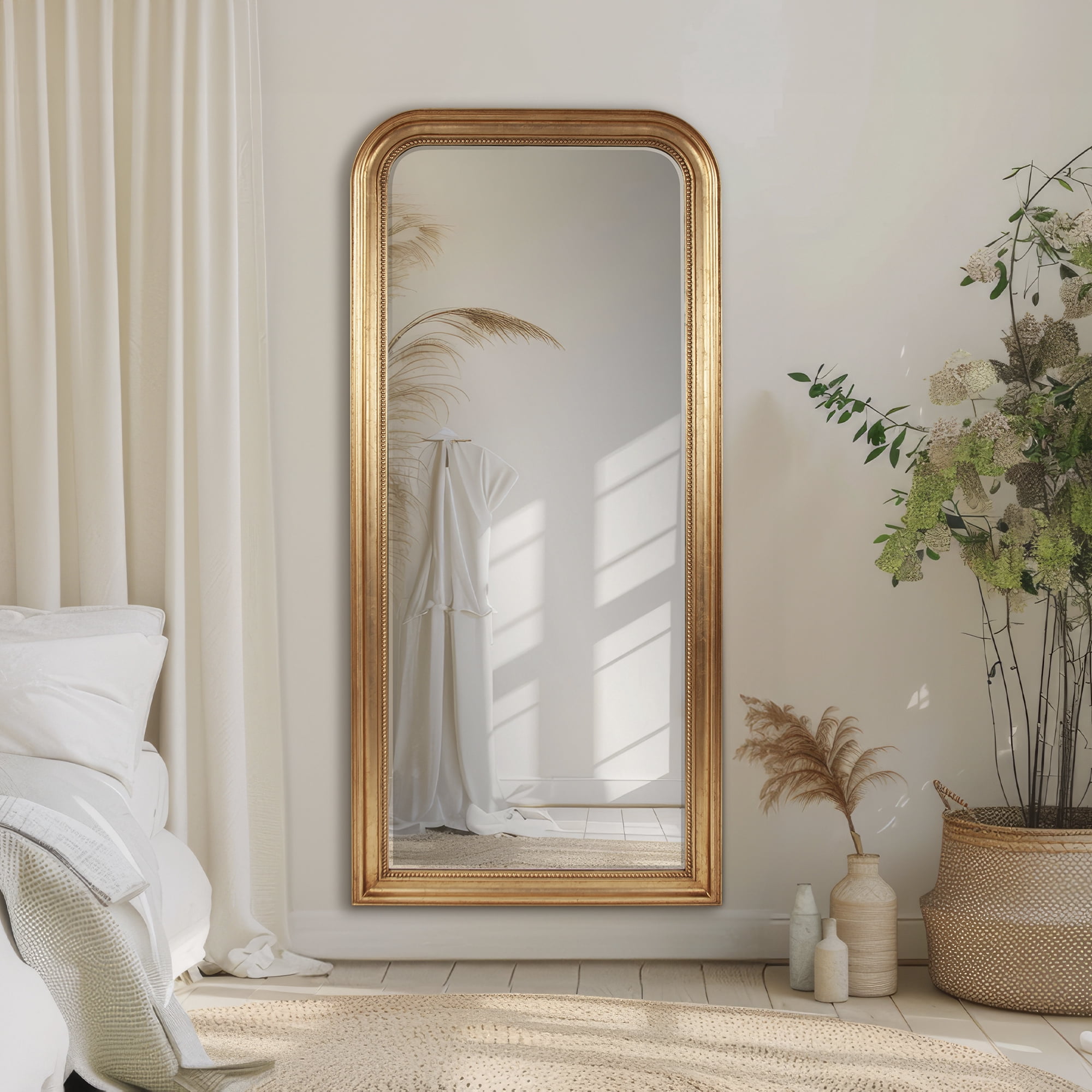 Tyler Dillon Rectangular Gold Wood Framed Full Length Beveled Wall Mirror 78"H x 36"W