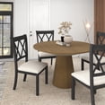 thumbnail image 3 of Roundhill Furniture Delta 5-Piece Round Dining Set, Pedestal Dining Table with 4 Cross-back Chairs, Driftwood, 3 of 13