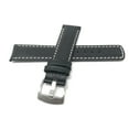 thumbnail image 4 of Bandini 20mm Mens Italian Leather Watch Band Strap - Carbon Fiber - Black with White Stitch, 4 of 5