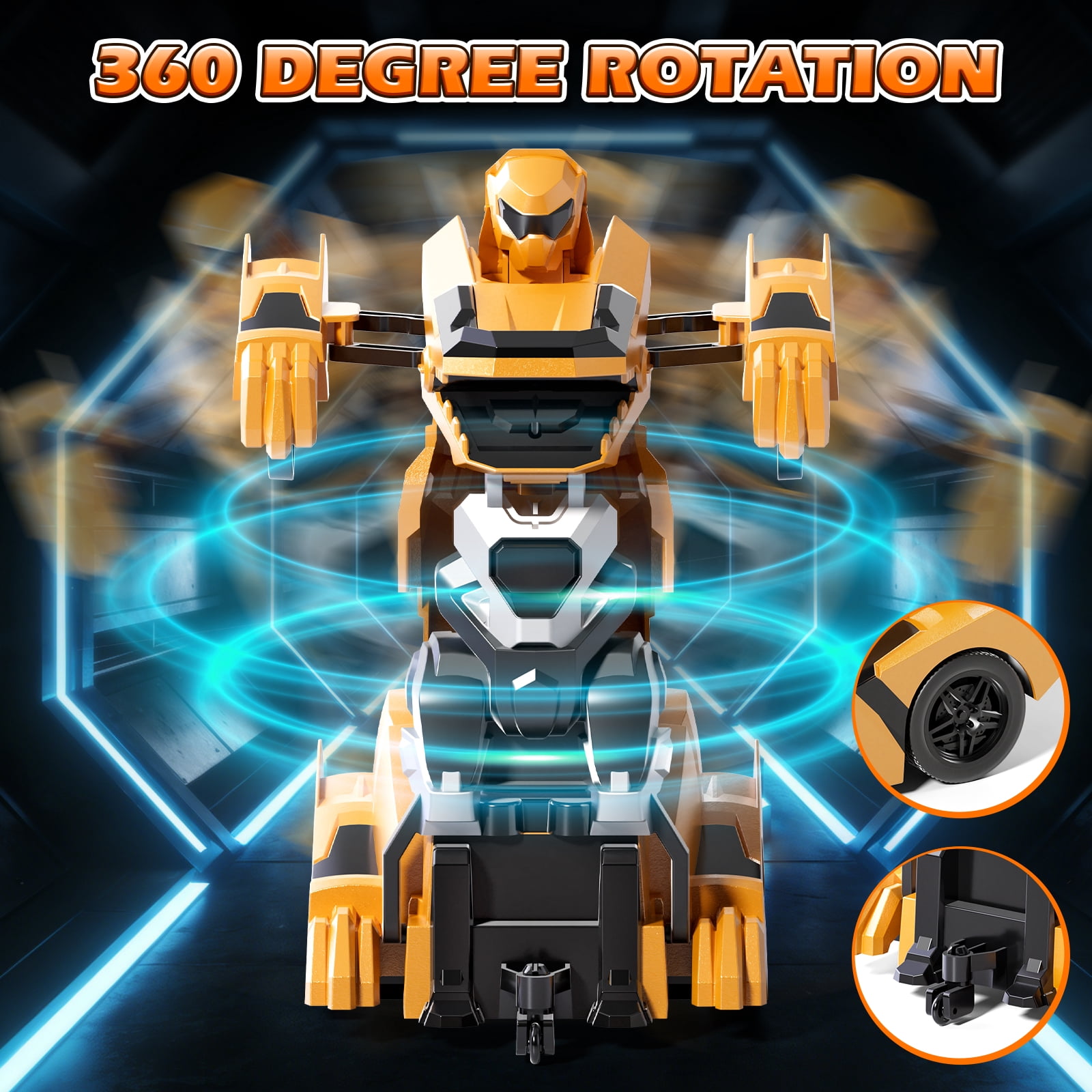 Remote Control Cars, Dinosaur Transform RC Cars, 2.4Ghz Remote Control Car with Light & 360 °Rotation One Button Deformation, Dinosaur Transforming Toys, RC Car for 3-6 7-9 Year Old Boys Girls