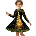 thumbnail image 2 of Girls' Long Sleeved Dresses Comfortable Christmas T-Shirt Dress Xmas Dress Up Outfits (Black), 2 of 5