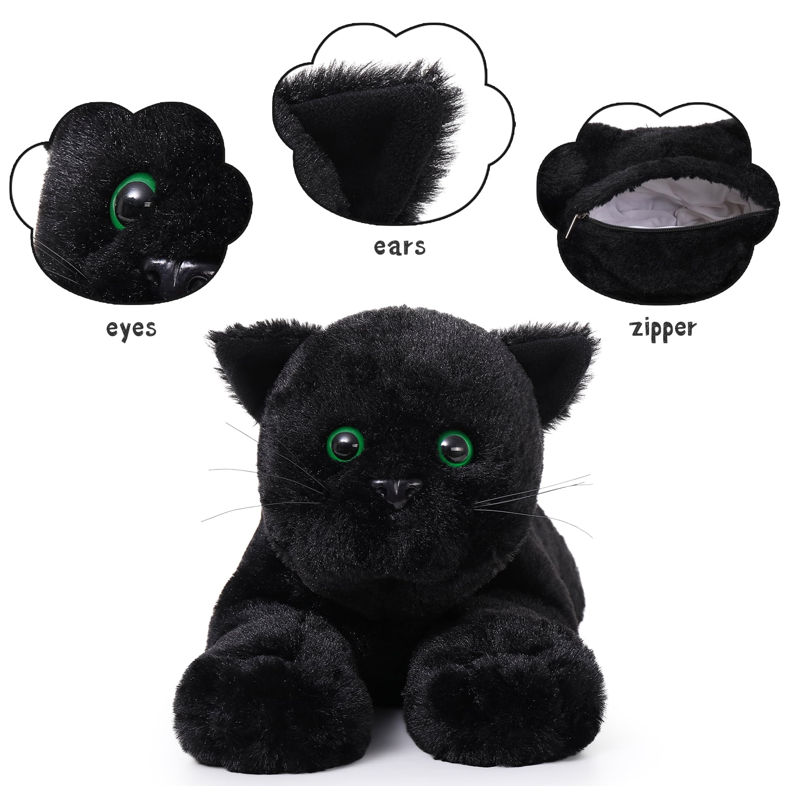 MaoGoLan 5Pcs Black Cat Plush with 4 Babies Kitties inside 20" Big Black Cat Stuffed Animals Plush Toy