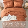 thumbnail image 3 of Davulos Queen Comforter Set Burnt Orange 7 Pieces, Boho Bed in a Bag Queen Size Geometric Soft Microfiber All Season Bedding Set with Comforter, Sheets, Pillowcases & Shams, 3 of 9