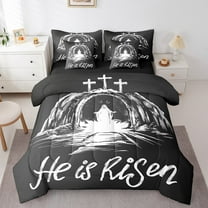Erosebridal Vintage Bible Verse Bed in a Bag, Black White Bed Set, Christian Reversible Comforter Sets, Ultra Soft Bedroom Decoration, 7pcs