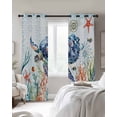 thumbnail image 4 of Sea Turtle Coastal Blackout Curtains for Bedroom Living Room Darkening Curtains 63 Inches Long Summer Beach Coral Ocean Nautical Window Curtain 2 Panels Set Window Treatment Grommet Drapes 52"x63", 4 of 9