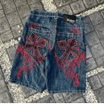 thumbnail image 3 of Pantalones cortos de mezclilla para hombre, ropa informal con estampado de calavera personalizada, estilo gótico, punk, hip-hop, moda coreana y2k, 2024, 3 of 5