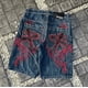 thumbnail image 3 of Pantalones cortos de mezclilla para hombre, ropa informal con estampado de calavera personalizada, estilo gótico, punk, hip-hop, moda coreana y2k, 2024, 3 of 5