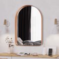 thumbnail image 5 of Clavie Arched Mirror with Metal Frame, 20" x 30" Vanity Mirror for Bathroom Bedroom, Decorative Wall Mirror for Entryway Livingroom, Rose Gold, 5 of 8