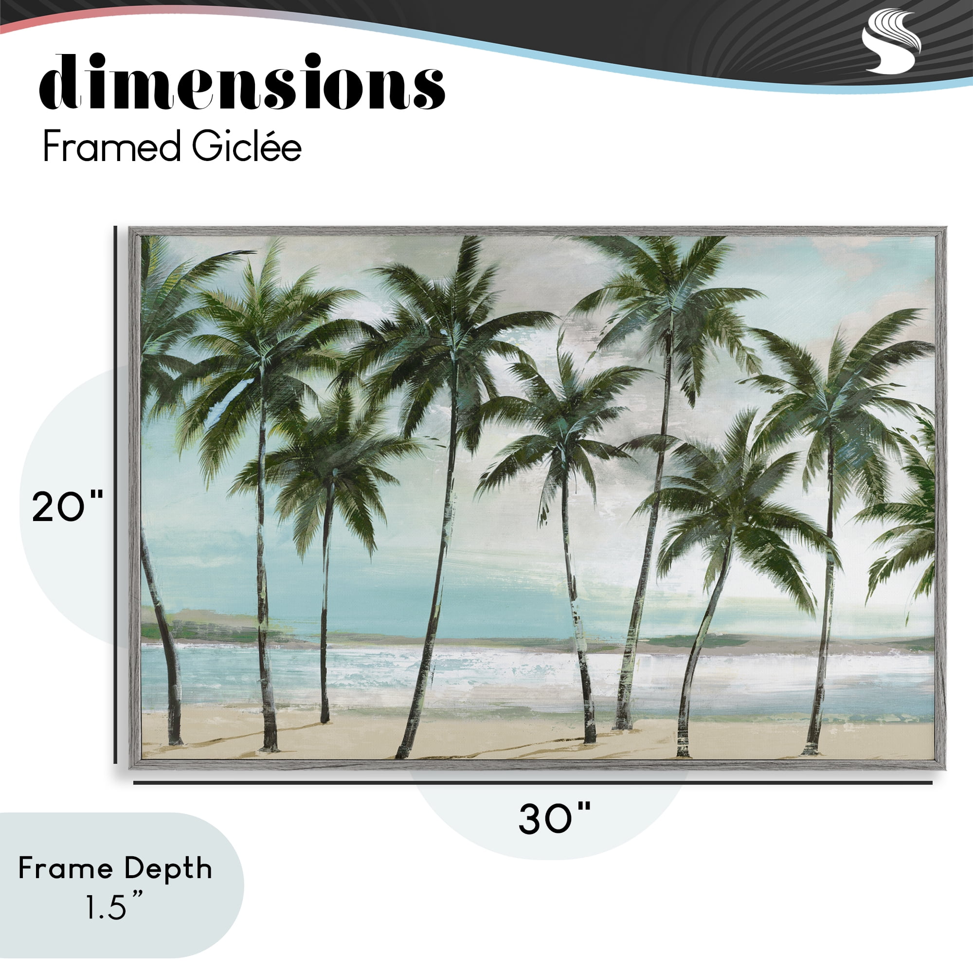 Stupell Industries Palms in A Row Coastal Gray Framed Giclee Art, design by Lorenzo Collective