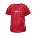 thumbnail image 4 of Girls Sequin Dance Tshirts 2025 Trendy Metallic Shimmer Short Sleeve Shirts Kids Sparkly Glitter Crewneck Tee Tops, 4 of 4