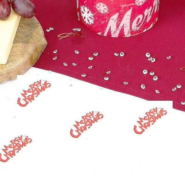 Copos de nieve Confeti Decoración del país de las maravillas invernalFeliz NavidadRojo+Diamante blanco