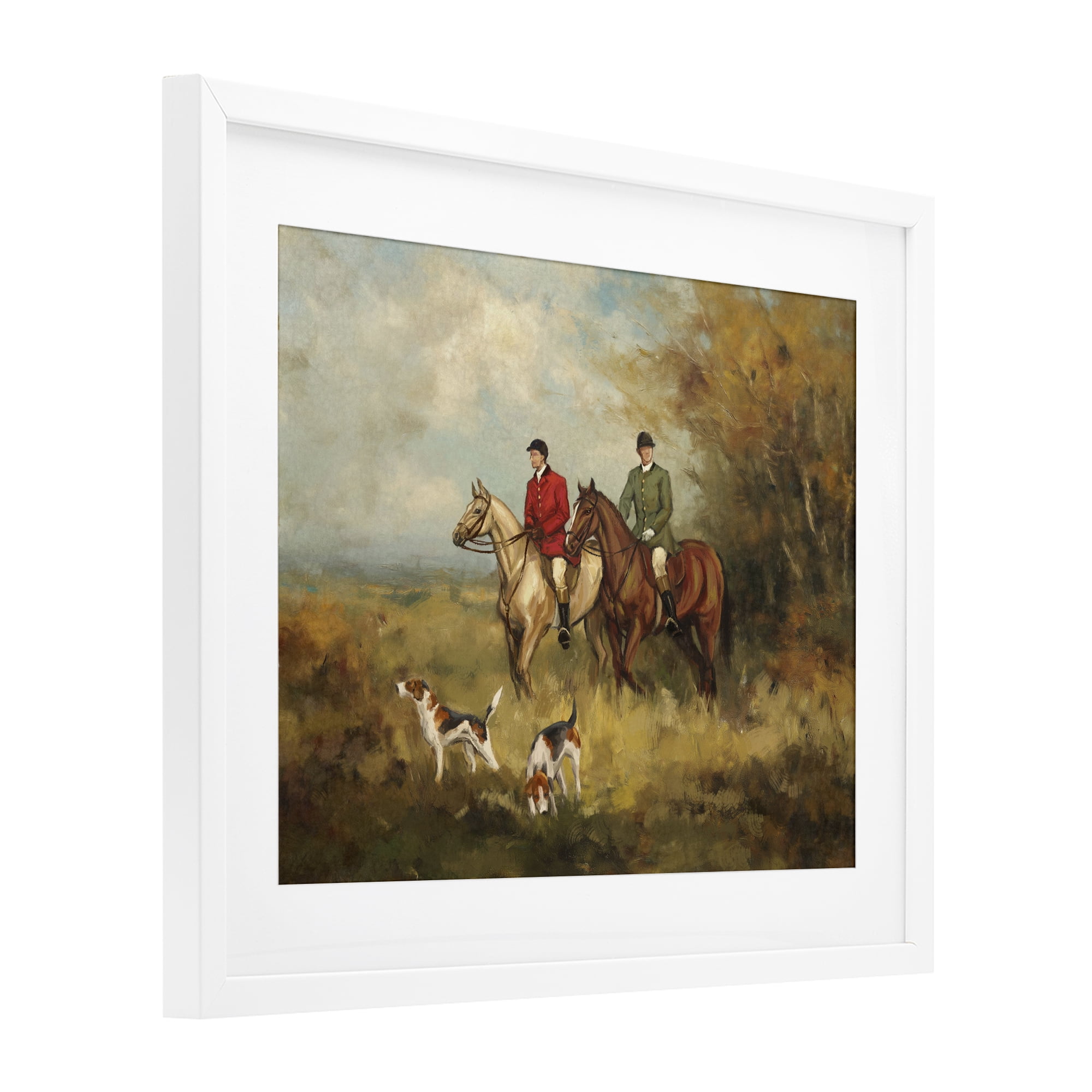 Stupell Industries Autumn Riders with Hounds White Framed Print Under Glass, design by Ziwei Li