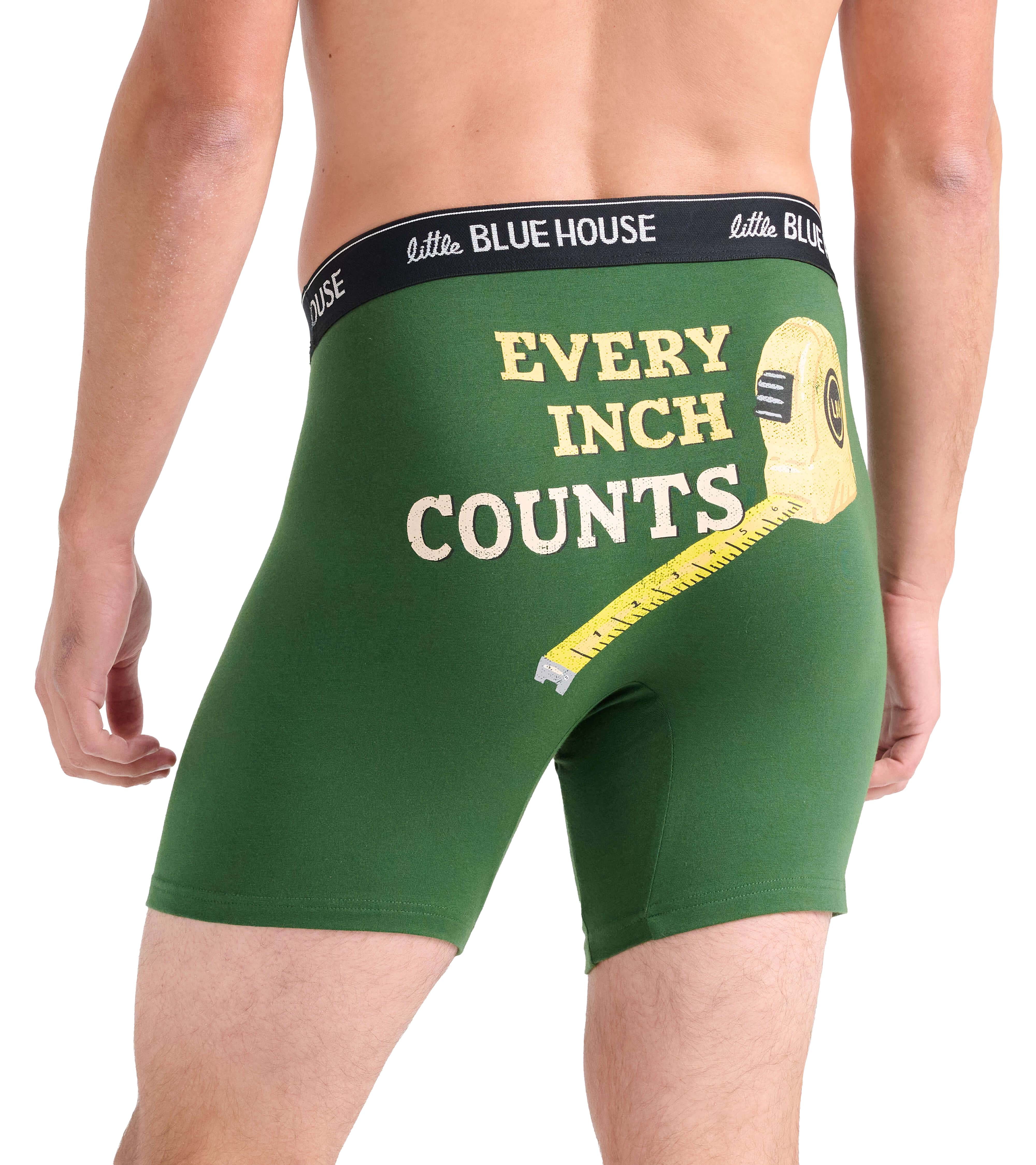 Little Blue House Men's Funny Boxer Briefs, Every Inch Counts