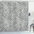 thumbnail image 1 of Geometric Shower Curtain, Hand-Drawn Sketch Deformed Hexagon Shapes Inspired From Honeycomb Structure, Fabric Bathroom Set with Hooks, 69W X 70L Inches, Black and White, by Ambesonne, 1 of 3