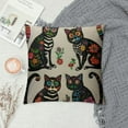 thumbnail image 2 of JEUXUS  Cat Pillow Case Sugar Skull Black Kitten Mexican Day of The Dead Flower Paisley Heart Throw Pillow Cover Decorative Square Cushion Canvas for Women Men Sofa Bed, 2 of 5