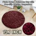 thumbnail image 3 of Plush Round Bathroom Rug with Non-Slip Backing, 15.7 Inch, Burgundy, for Small Bathroom Floor Decor, 3 of 4