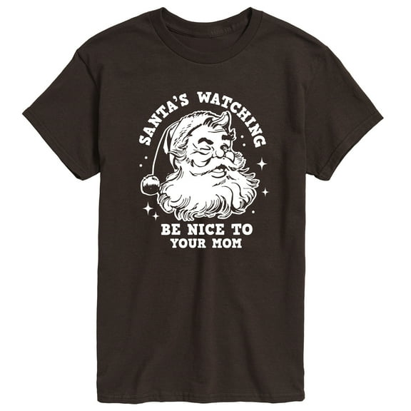 Instant Message - Santas Watching Be Nice To Mom - Men's Short Sleeve Graphic T-Shirt