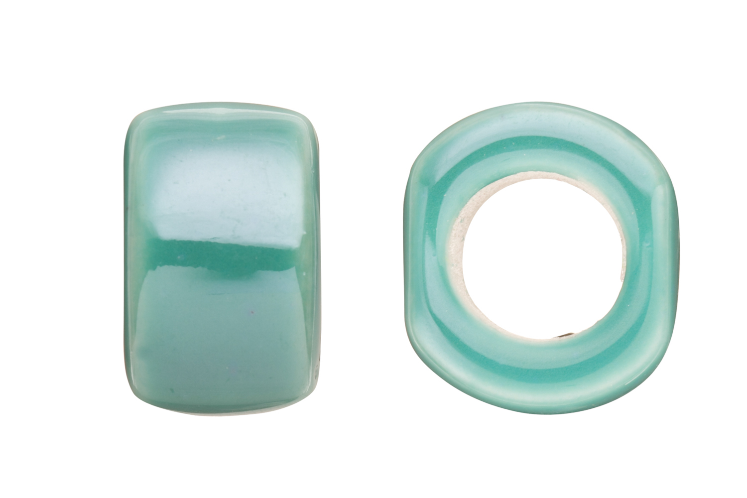 Rounded Square Style Licorice Porcelain Bead Fits 10x8mm licorice Leather Shamrock Green Glazed
