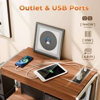 Industrial Record Player Cabinet with Wheels - 200 Vinyl Storage, Built-In Power Outlet & LED Lights, Sliding Door Turntable Stand for Living Room/Bedroom/Office