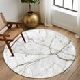 thumbnail image 3 of White Marble Round Rug 8ft Washable Circle Rugs Non Slip Modern Abstract Art Ink Painting Large Area Rug Indoor Floor Carpet for Bedroom Kitchen Living Room Home Office Dining Room Nursery, 3 of 7