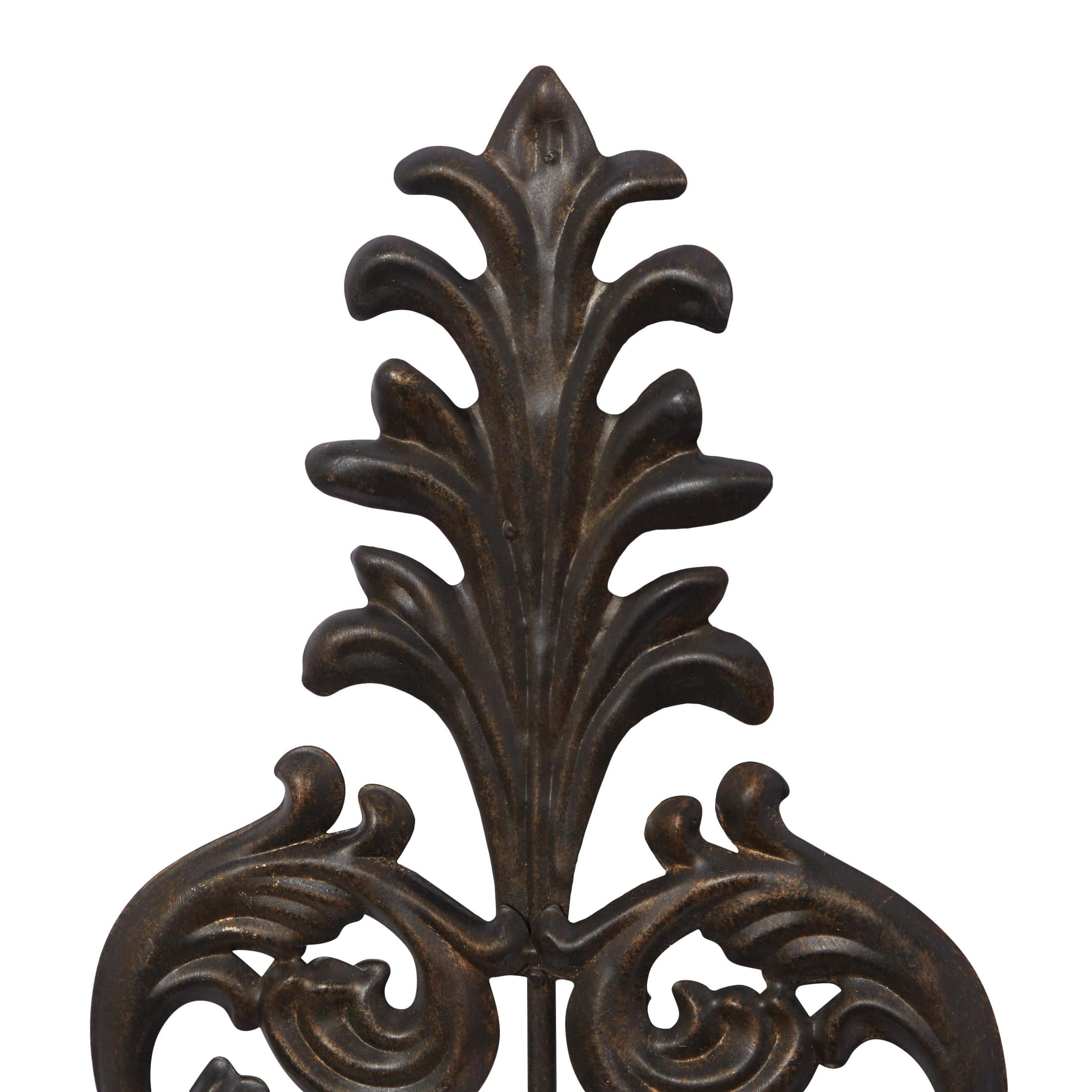 DecMode Bronze Metal Scroll Weathered Wall Candle Sconce