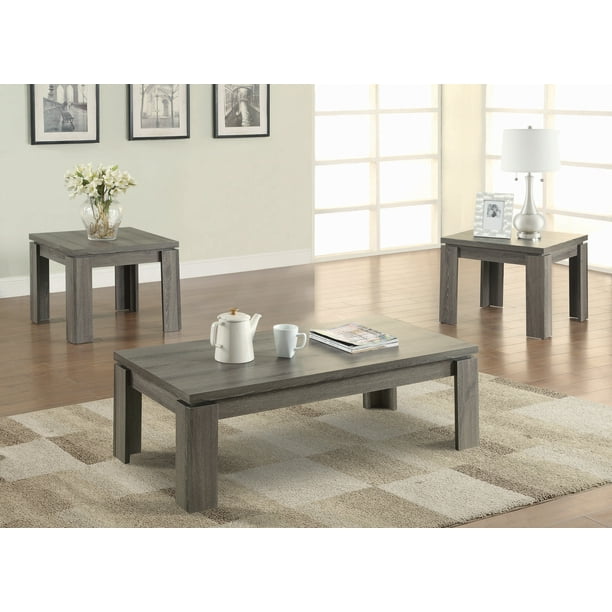 3 Piece Occasional Table Set Weathered Grey Com Occasional Table Set Weathered Grey, 3 Piece Coffee Table Set Grey